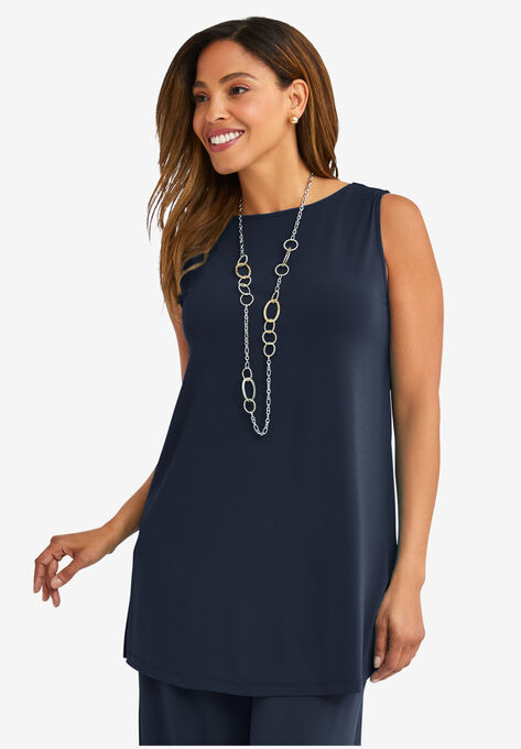 Knit Tunic Tank, NAVY, hi-res image number null