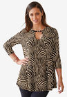 Keyhole Swing Tunic, CHOCOLATE WATERCOLOR ZEBRA, hi-res image number null