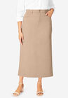 Classic Cotton Denim Midi Skirt, NEW KHAKI, hi-res image number null