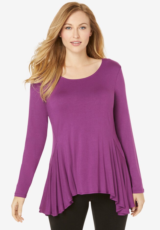 Flared Hi-Low Tunic, PURPLE TULIP, hi-res image number null
