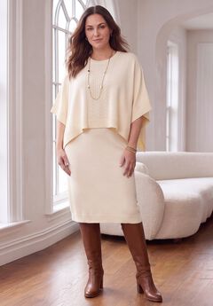 Cable Knit Cape Sweater Dress