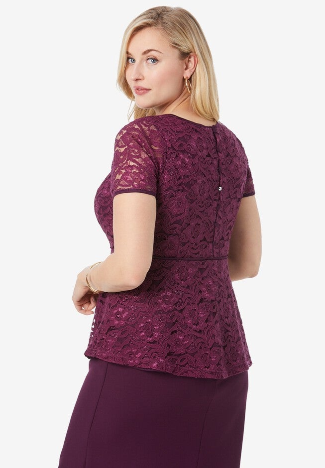 Peplum Lace Top, , on-hover image number 1
