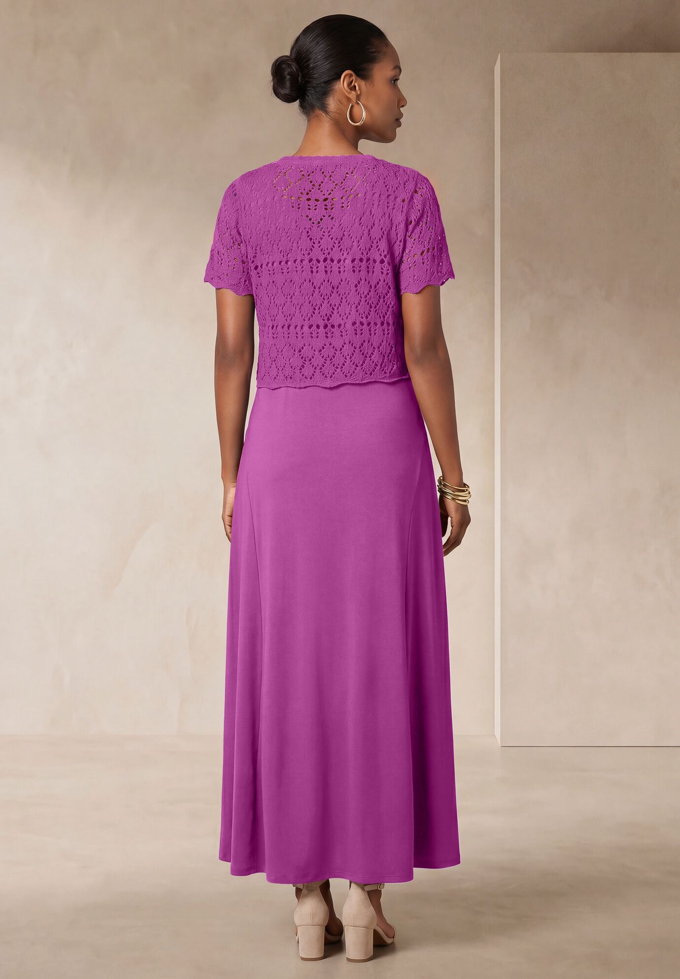 Crochet Shrug, DEEP ORCHID, alternate image number 2