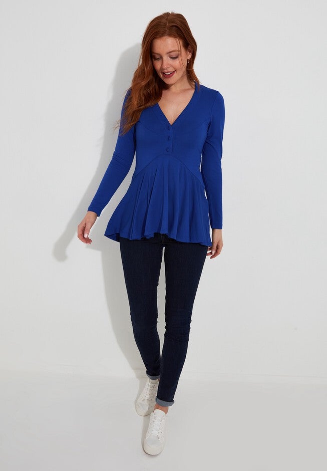 Stretch Knit Babydoll Tunic, DARK SAPPHIRE, hi-res image number null