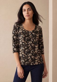 Stretch Cotton Scoop Neck Tee