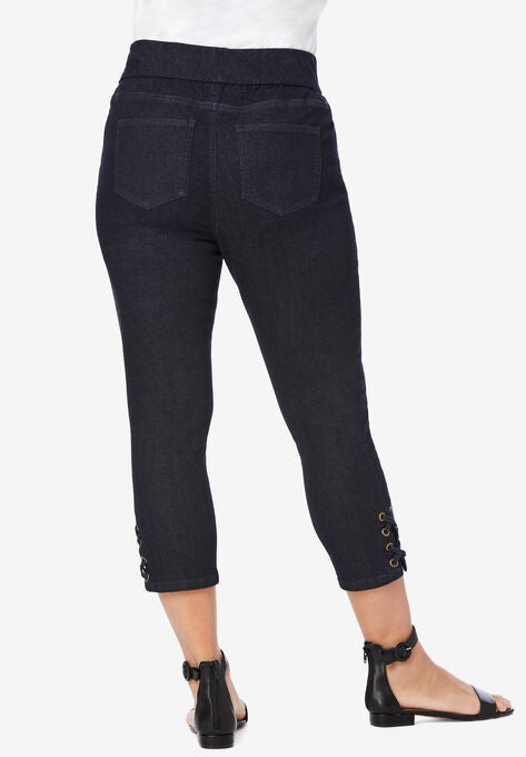 Comfort Waist Lace-Up Capri, , on-hover image number null