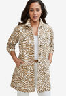 Long Denim Jacket, NEW KHAKI WATERCOLOR ANIMAL, hi-res image number null