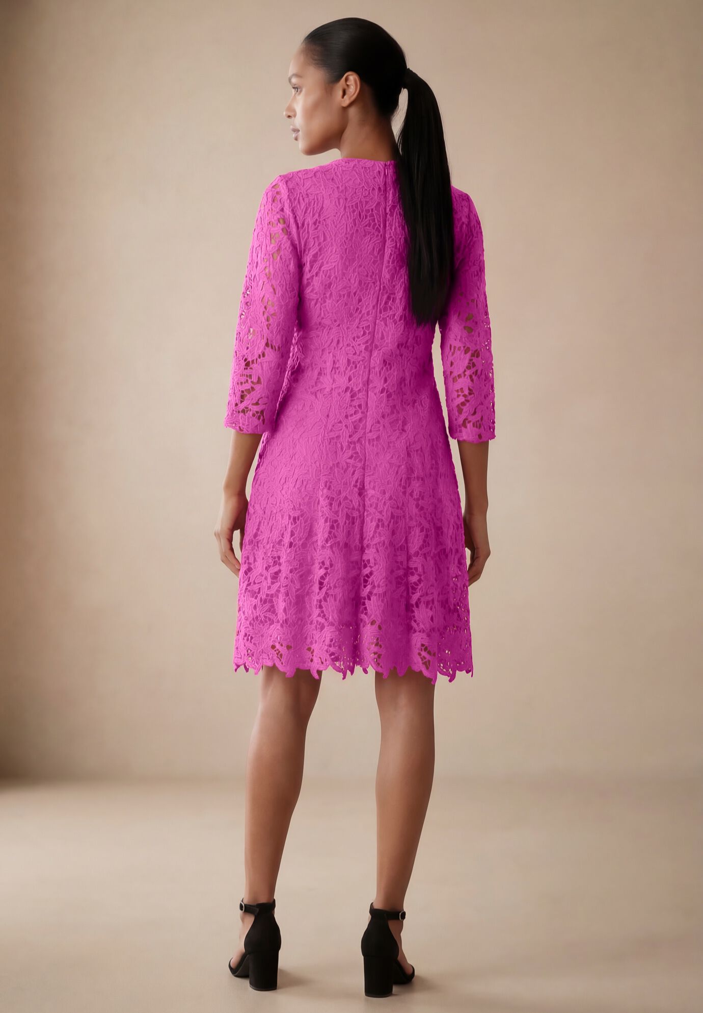 Lace Fit & Flare Dress, DEEP ORCHID, on-hover image number 1