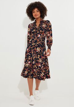 Stretch Knit Knot Front Midi Dress