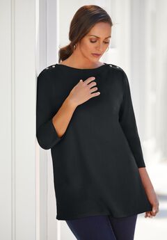 Stretch Cotton Boatneck Tunic