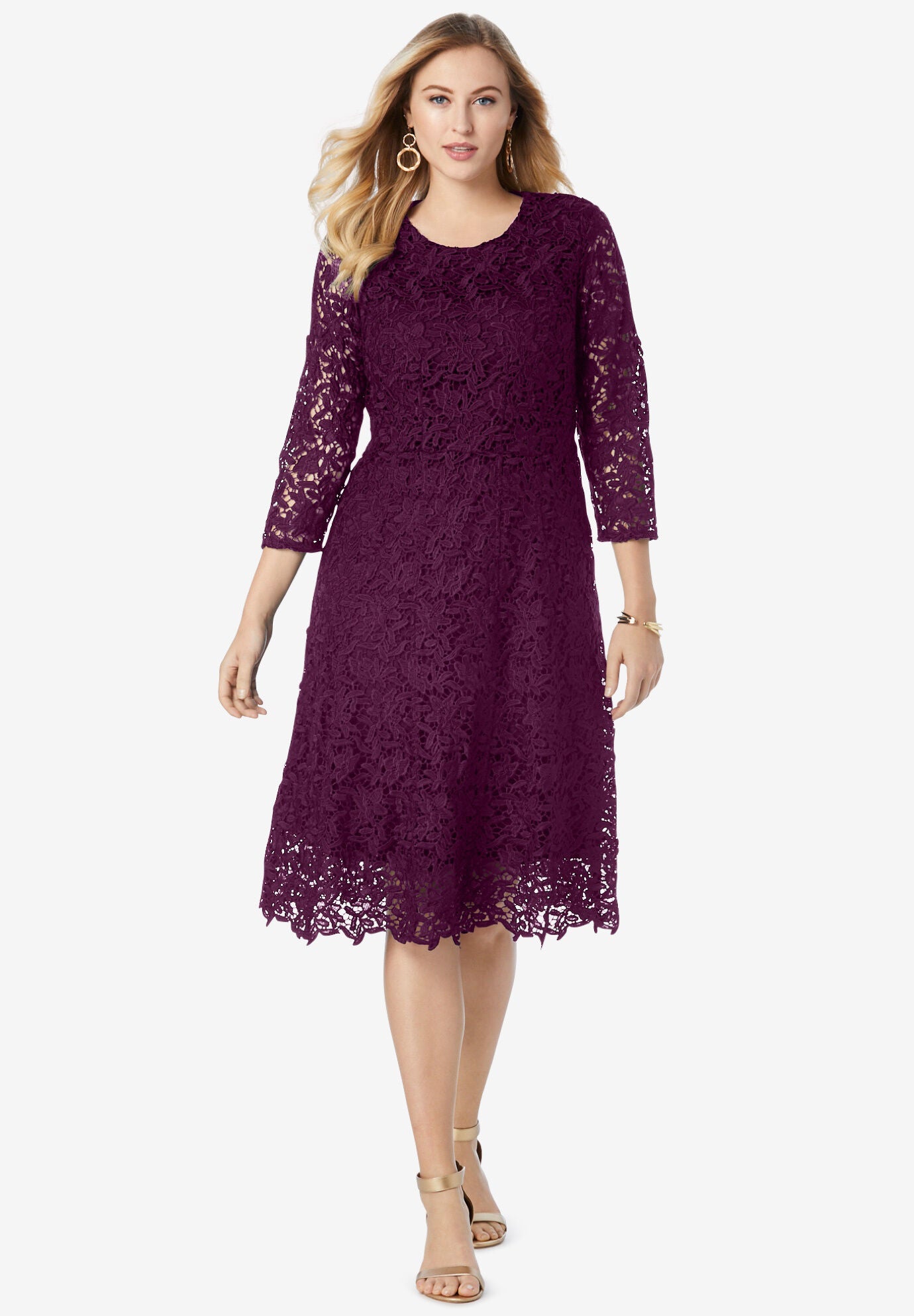 berry fit and flare dress