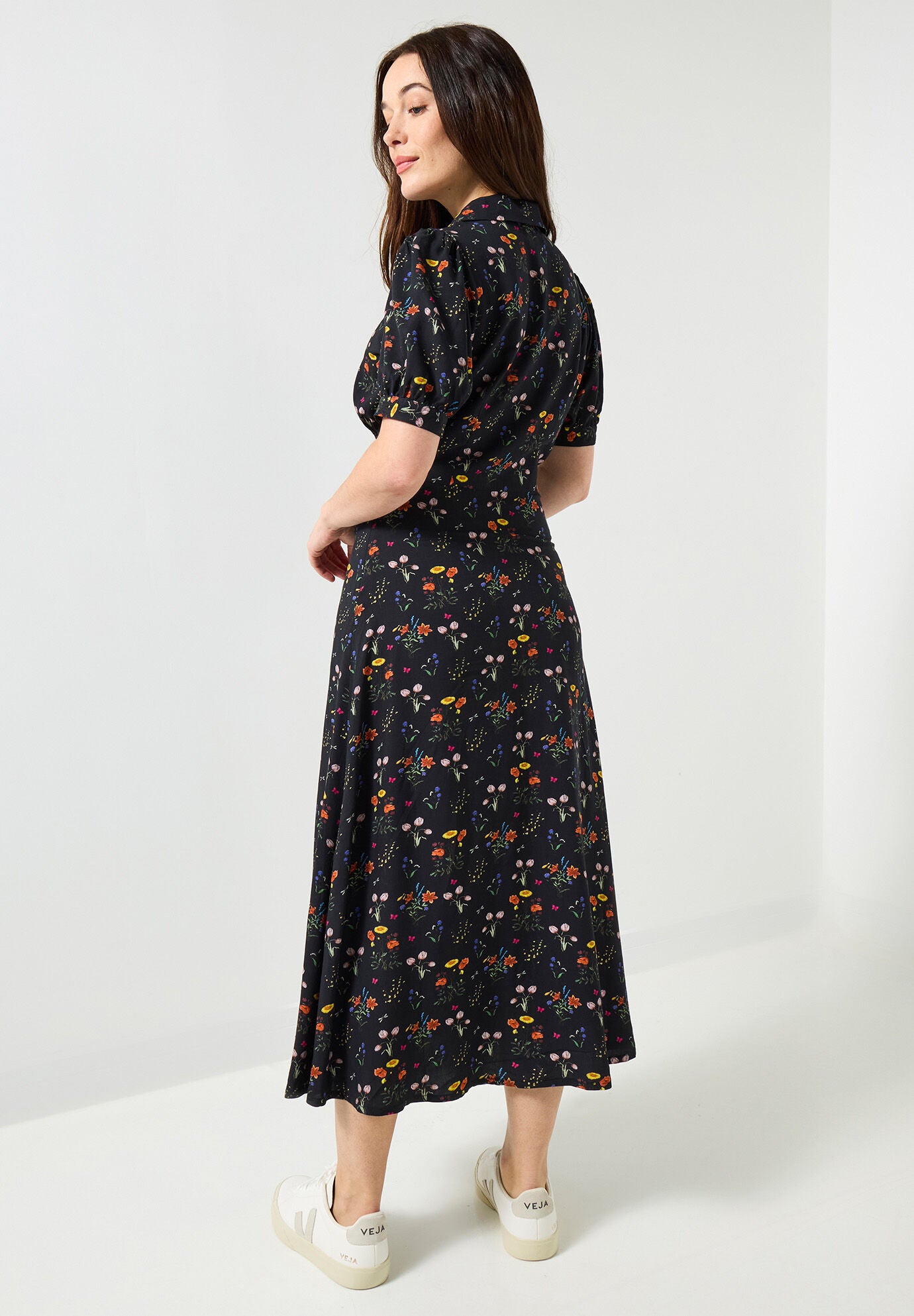 Vintage Midi Dress, BLACK MINI GARDEN, on-hover image number 1
