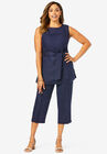 Linen Blend Capri Set, NAVY, hi-res image number null