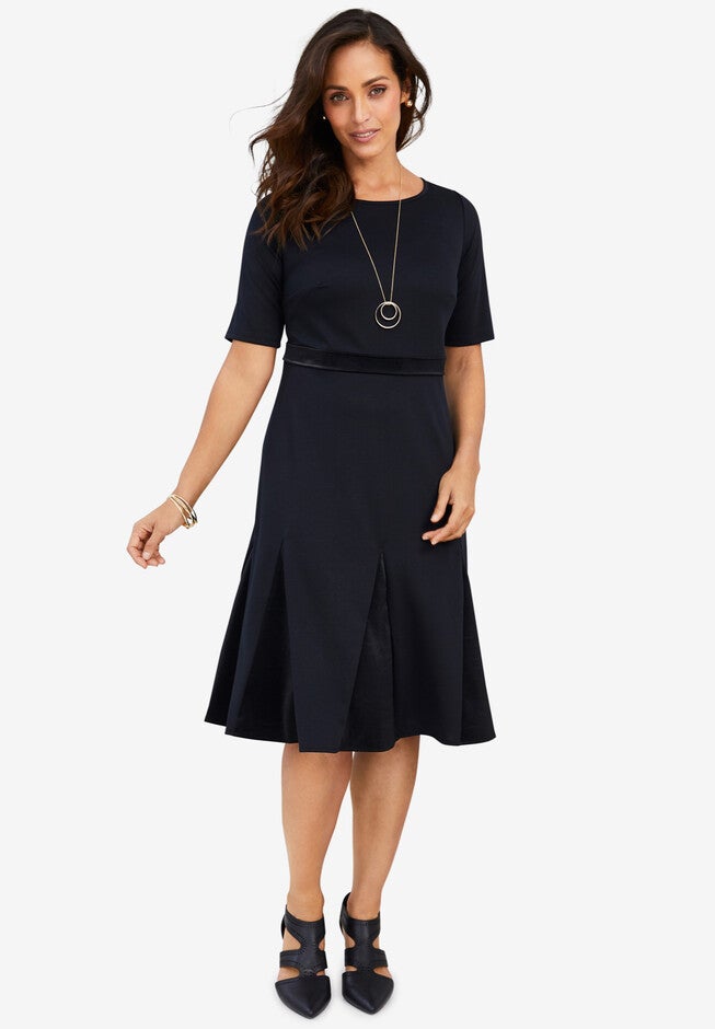 Ponte Fit & Flare Dress, BLACK, hi-res image number null