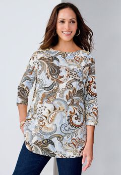 Stretch Cotton Boatneck Tunic