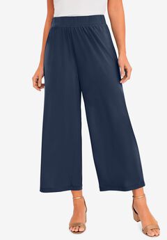 Stretch Knit Wide Leg Crop Pant