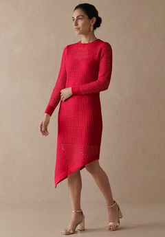 Crochet Asymmetrical Hem Midi Dress