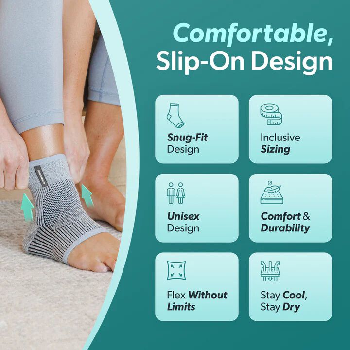 Comfort Ankle Compression Sleeve, GRAY, alternate image number 6