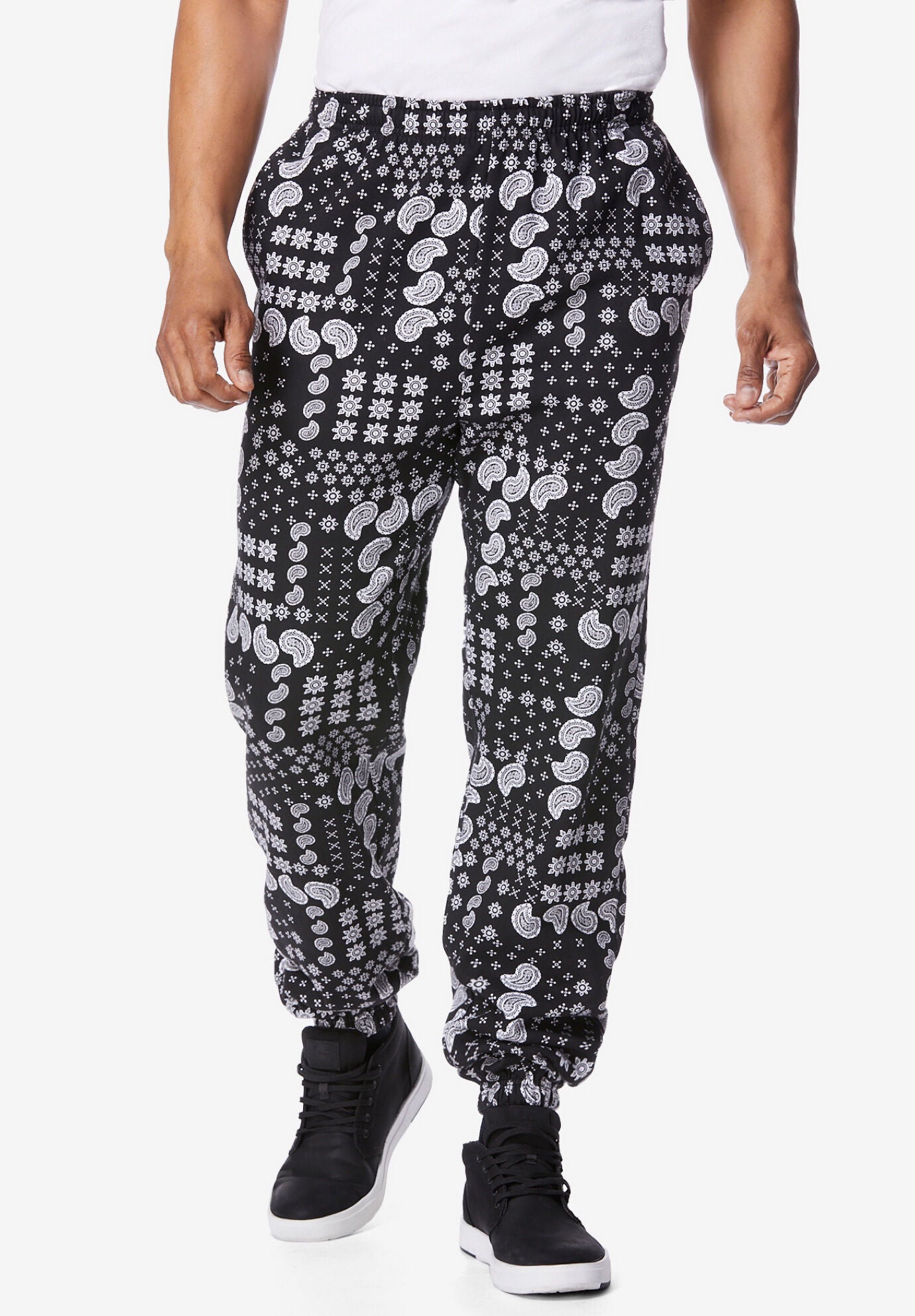 Fleece Elastic Cuff Sweatpants, BANDANA, hi-res image number 0