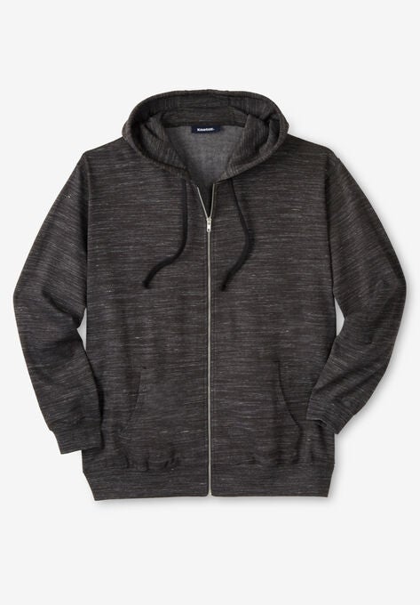 Fleece Zip-Front Hoodie, BLACK WHITE MARL, hi-res image number null