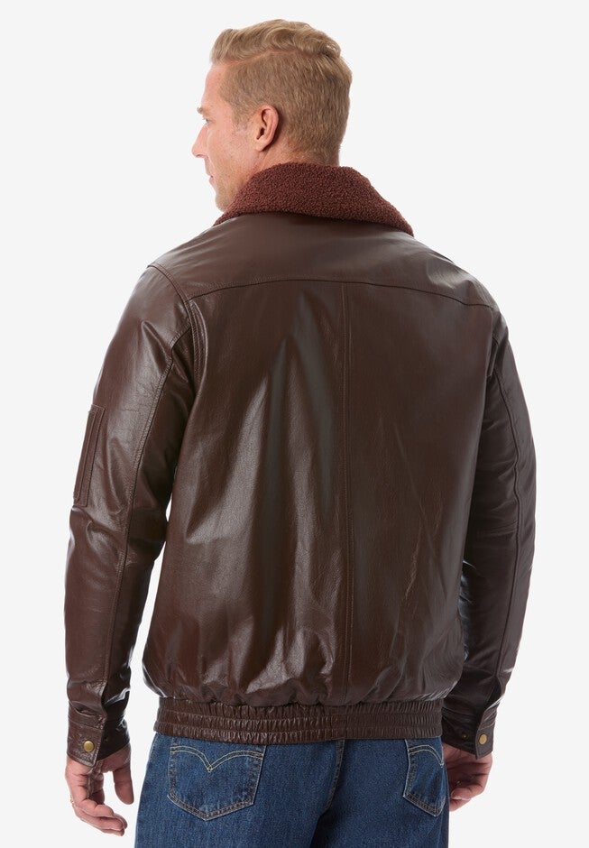 Leather Flight Bomber Jacket, , on-hover image number null