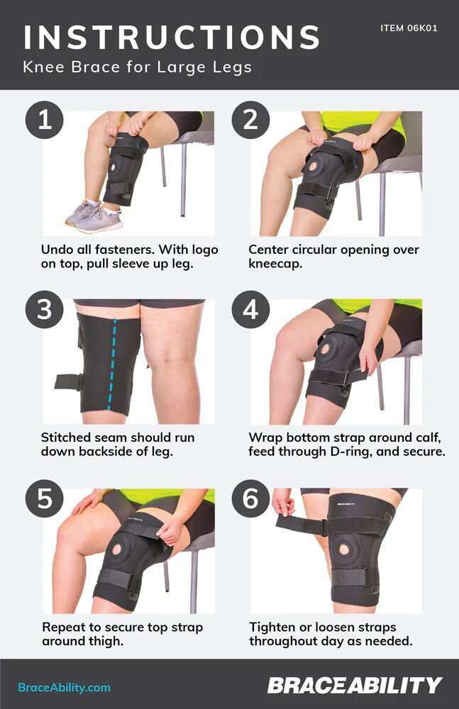 Plus Size Knee Brace, BLACK, alternate image number 6