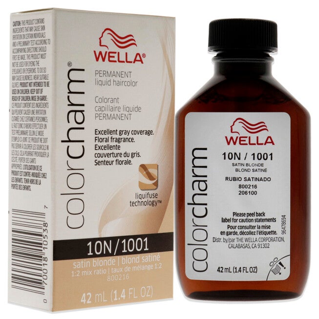 Color Charm Permanent Liquid Haircolor - 1001 10N Satin Blonde by Wella for Unisex - 1.4 oz Hair Color, NA, alternate image number null