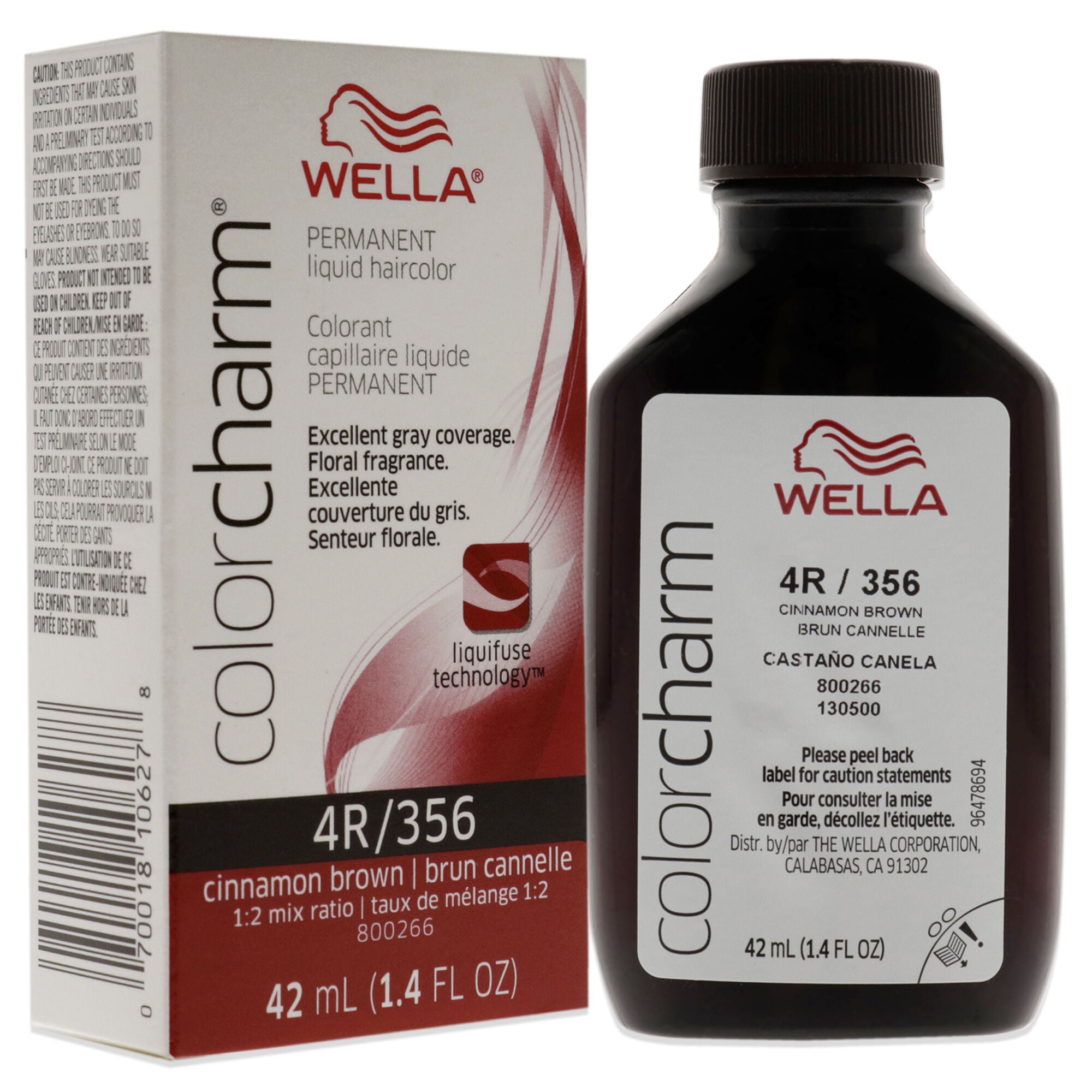 Color Charm Permanent Liquid Haircolor - 356 4R Cinnamon Brown by Wella for Unisex - 1.4 oz Hair Color, See Description, alternate image number 2
