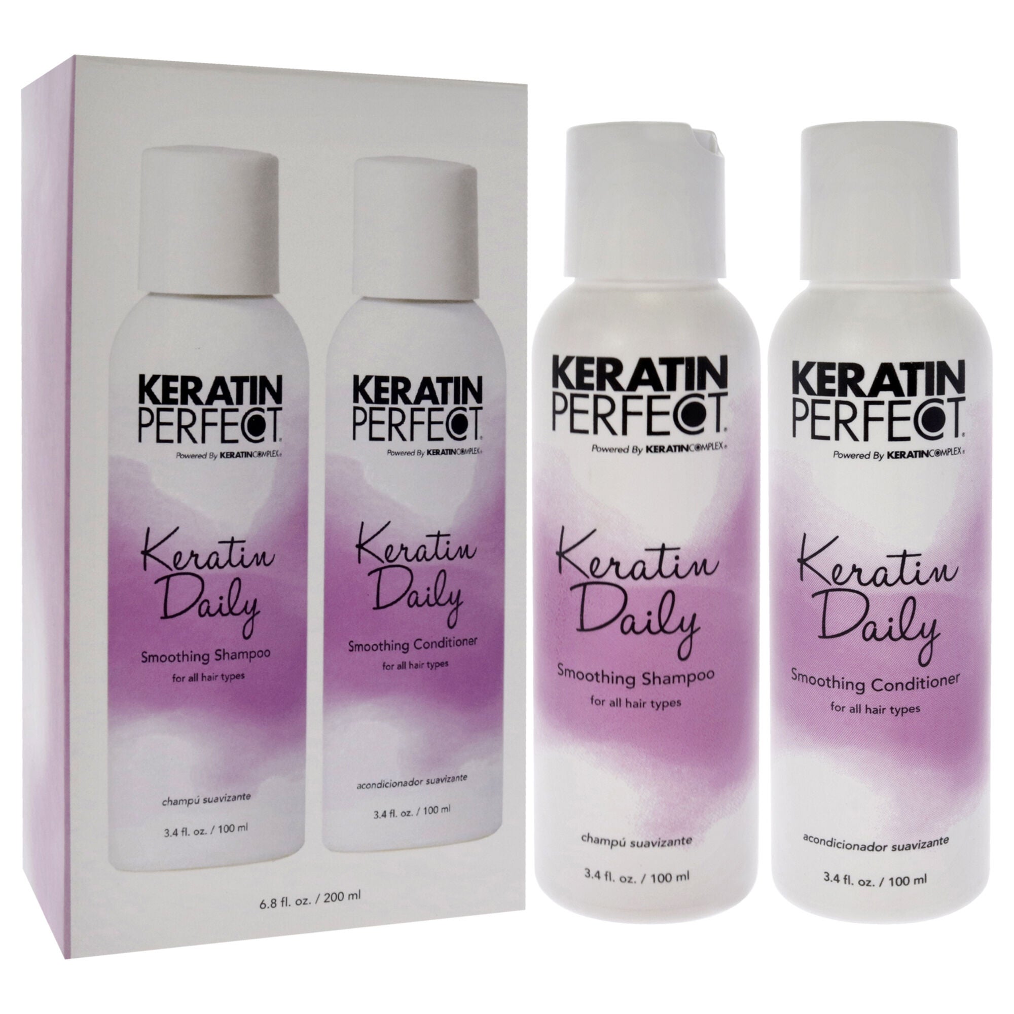 Keratin Daily Duo by Keratin Perfect for Unisex - 2 Pc 3.4oz Shampoo, 3.4oz Conditioner, See Description, alternate image number 2