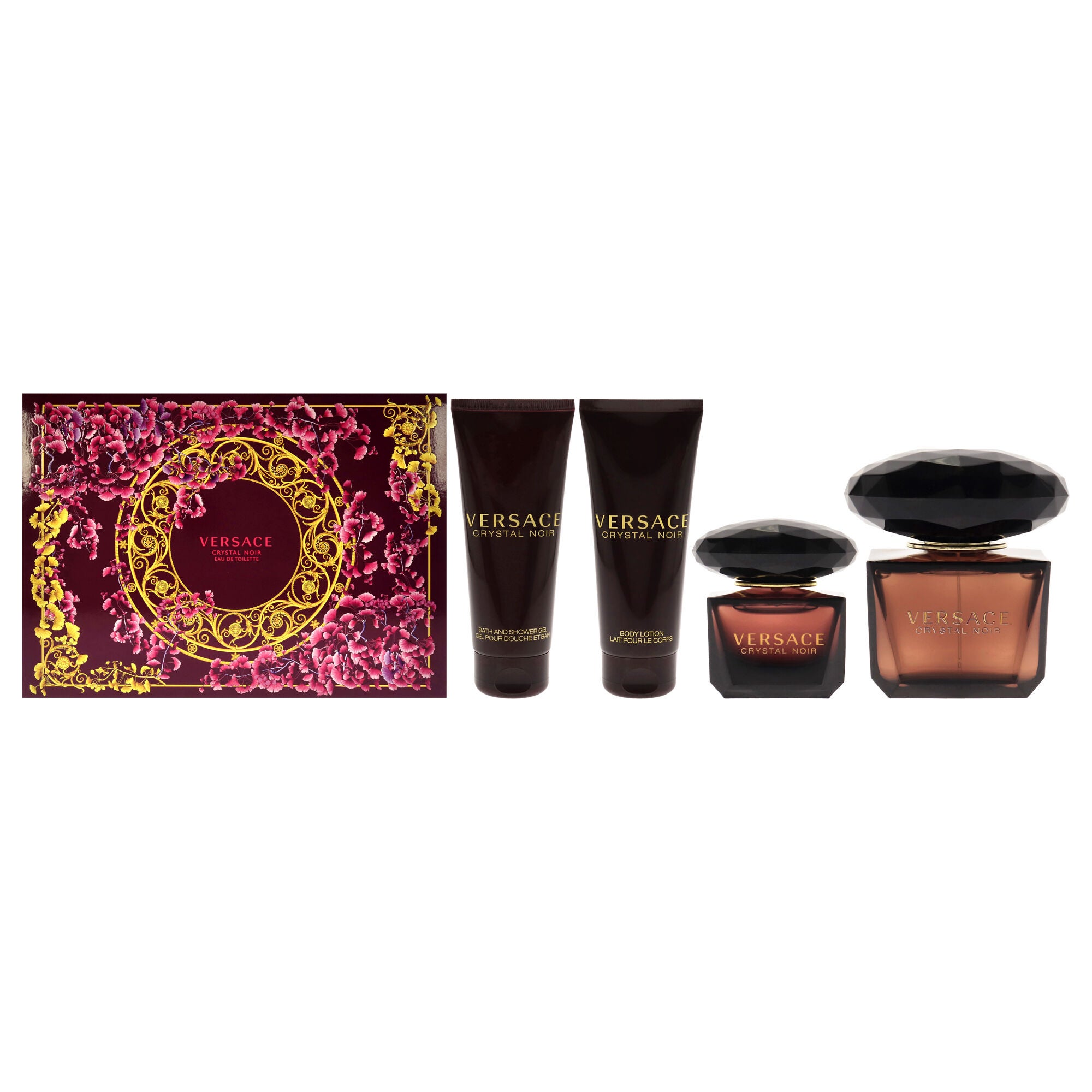 Versace Crystal Noir by Versace for Women - 4 Pc Gift Set 3oz EDT Spray, 3.4oz Bath and Shower Gel, 3.4oz Body Lotion, 5ml EDT Splash Mini, See Description, hi-res image number 0