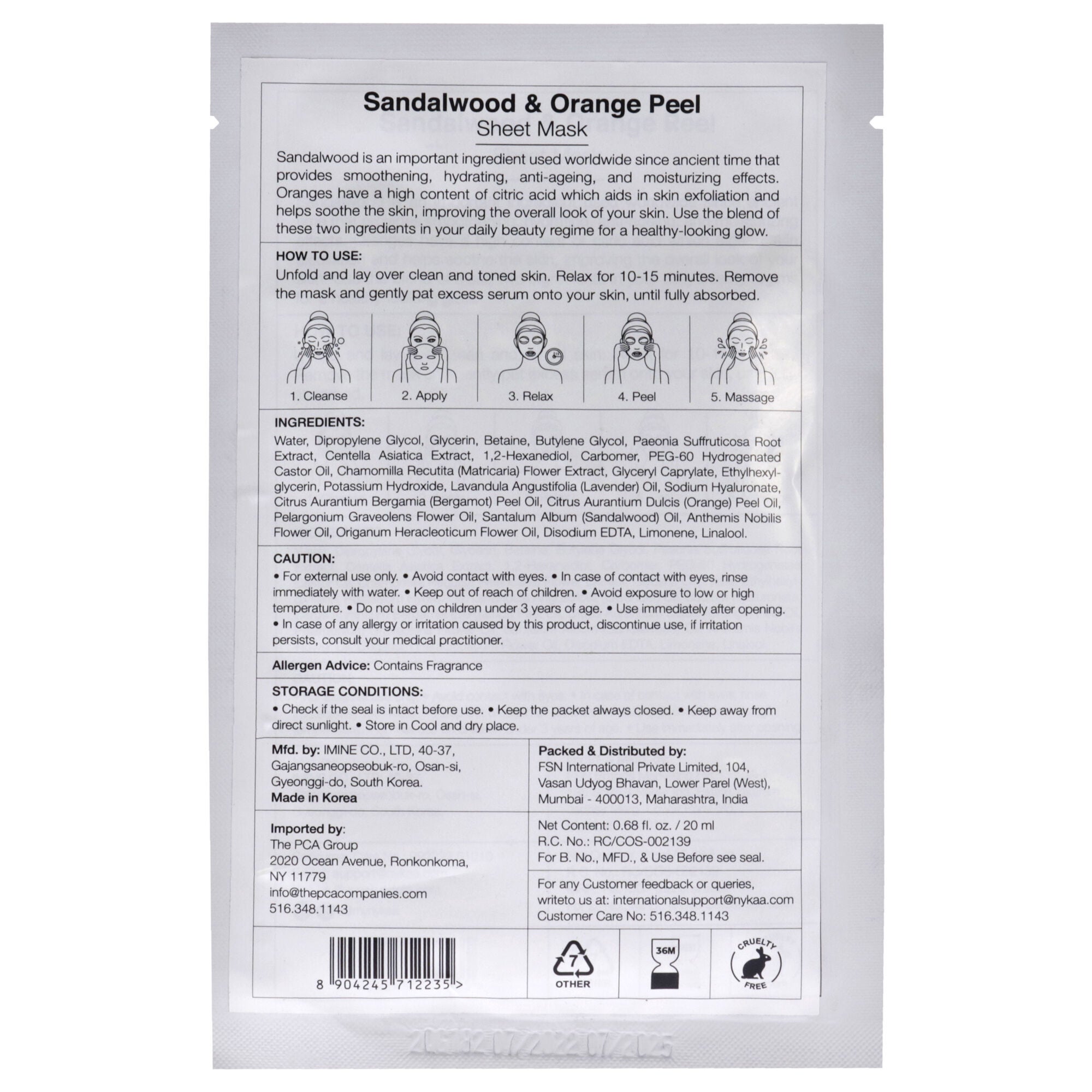 Skin Secrets Sheet Mask - Sandalwood and Orange Peel by Nykaa Naturals for Women - 1 Pc Mask, , alternate image number 4