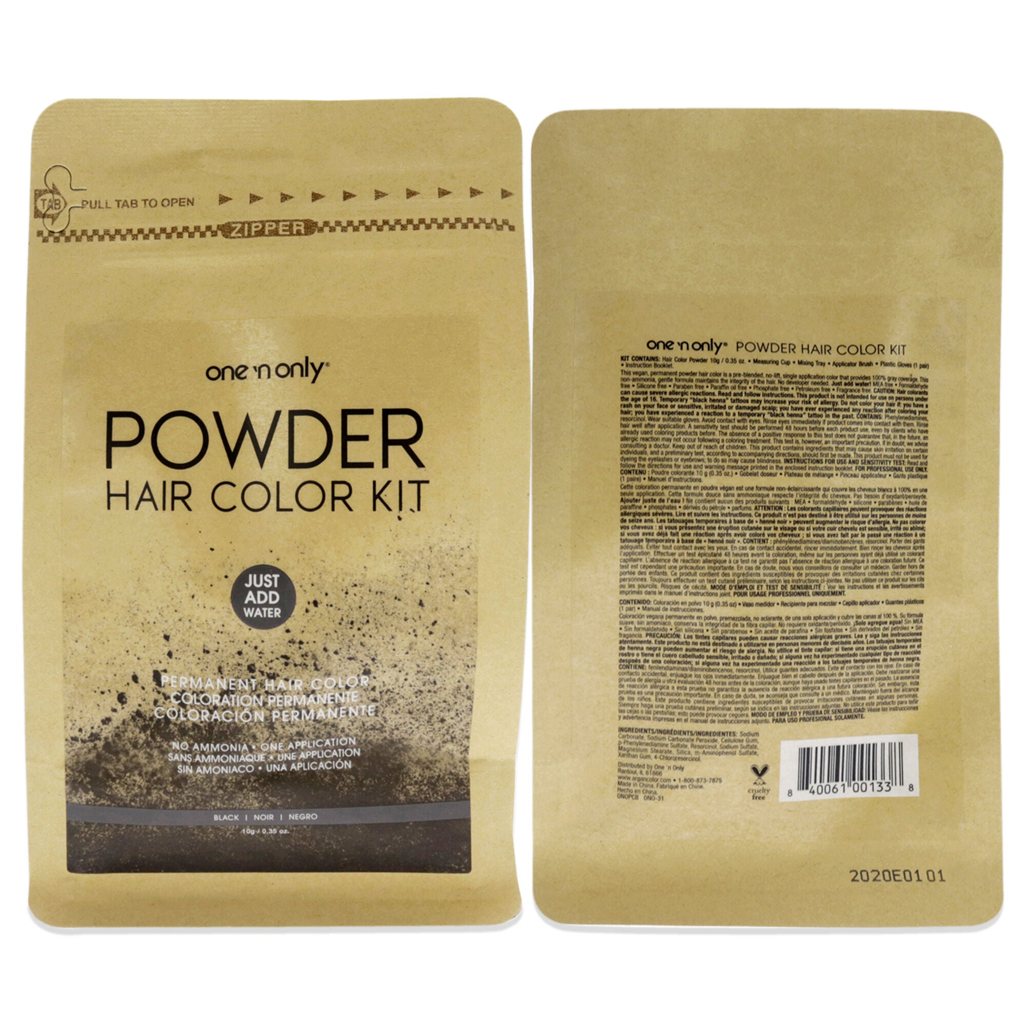 Powder Hair Color Kit - Black by One n Only for Unisex - 0.35 oz Hair Color, See Description, hi-res image number 0