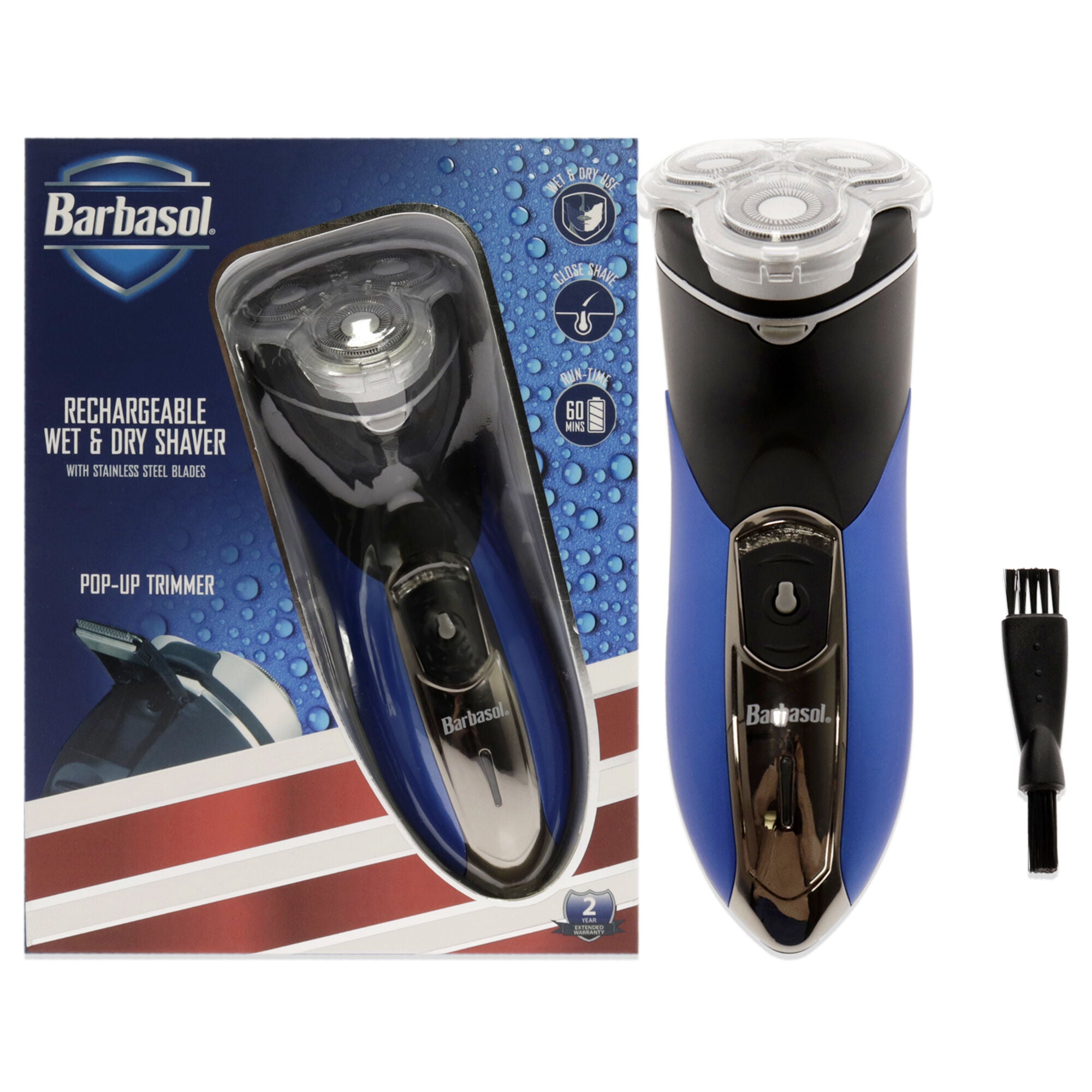 Rechargeable Wet and Dry Shaver - Gray-Blue by Barbasol for Men - 1 Pc Trimmer, See Description, hi-res image number 0