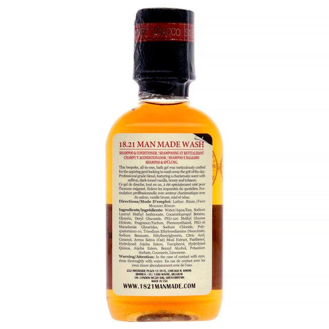 Man Made Wash - Sweet Tobacco by 18.21 Man Made for Men - 3.4 oz 3-In-1 Shampoo, Conditioner and Body Wash, See Description, alternate image number 2