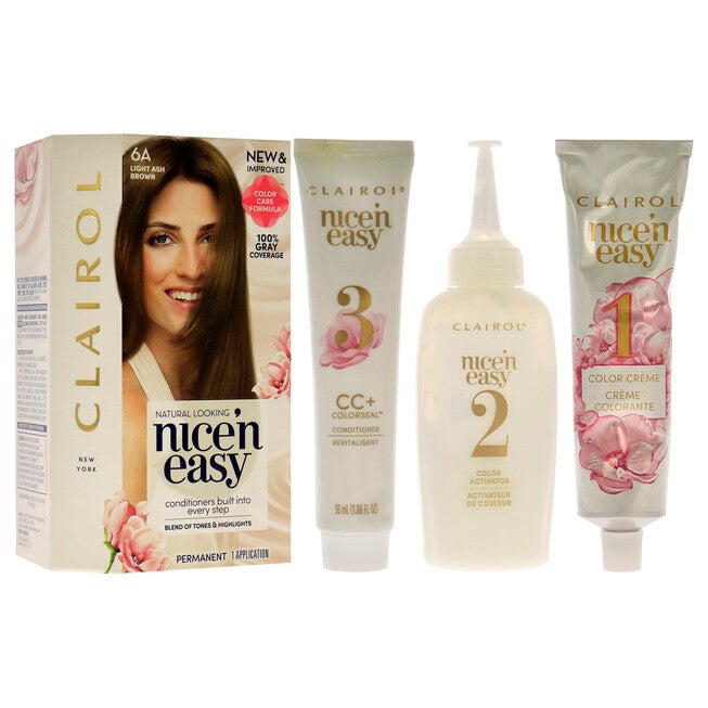 Nice n Easy Permanent Color - 6A 114 Light Ash Brown by Clairol for Women - 1 Application Hair Color, , alternate image number null