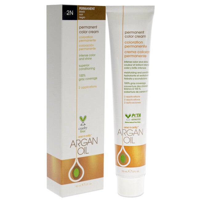 Argan Oil Permanent Color Cream - 2N Black by One n Only for Unisex - 3 oz Hair Color, NA, alternate image number null