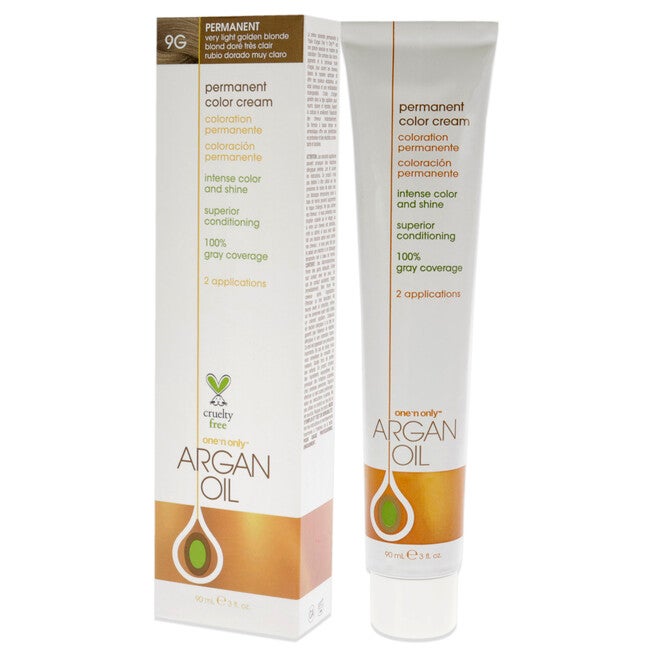 Argan Oil Permanent Color Cream - 9G Very Light Golden Blonde by One n Only for Unisex - 3 oz Hair Color, NA, alternate image number null