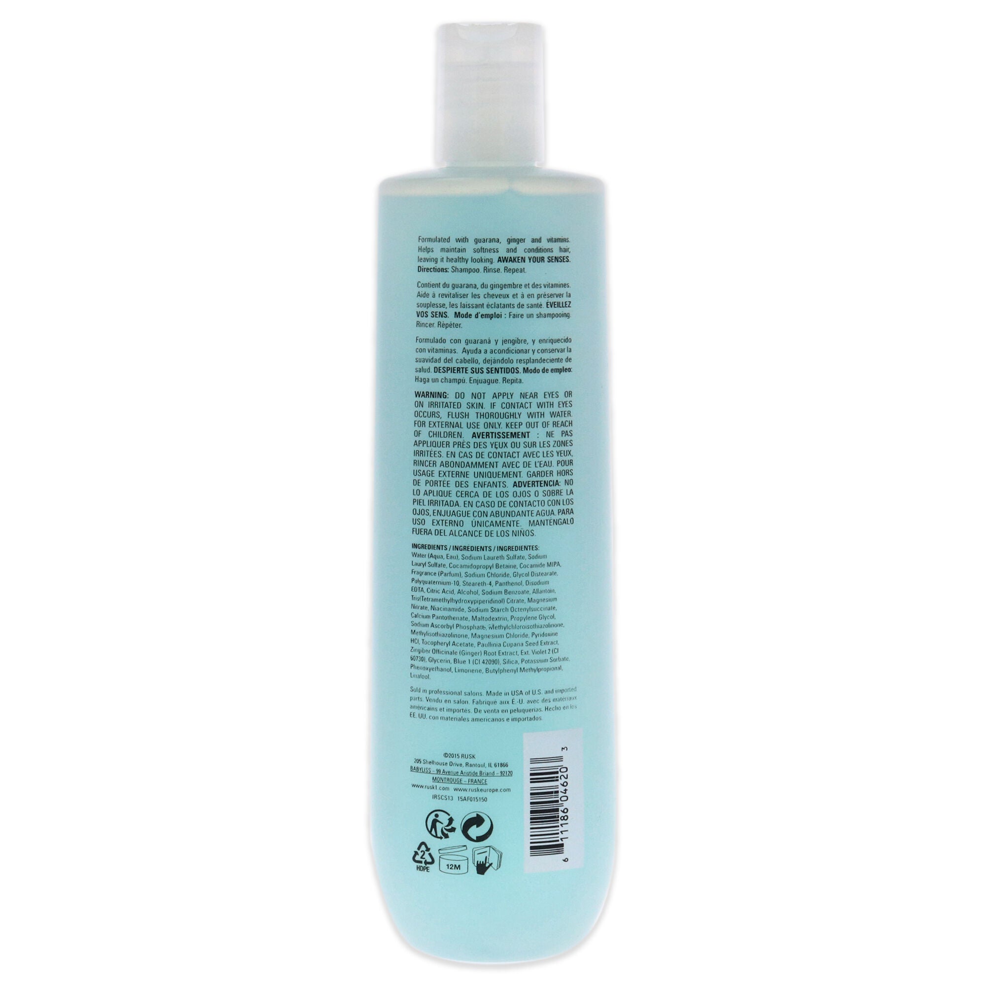 Sensories Calm Guarana and Ginger Nourishing Shampoo by Rusk for Unisex - 13.5 oz Shampoo, See Description, alternate image number 2