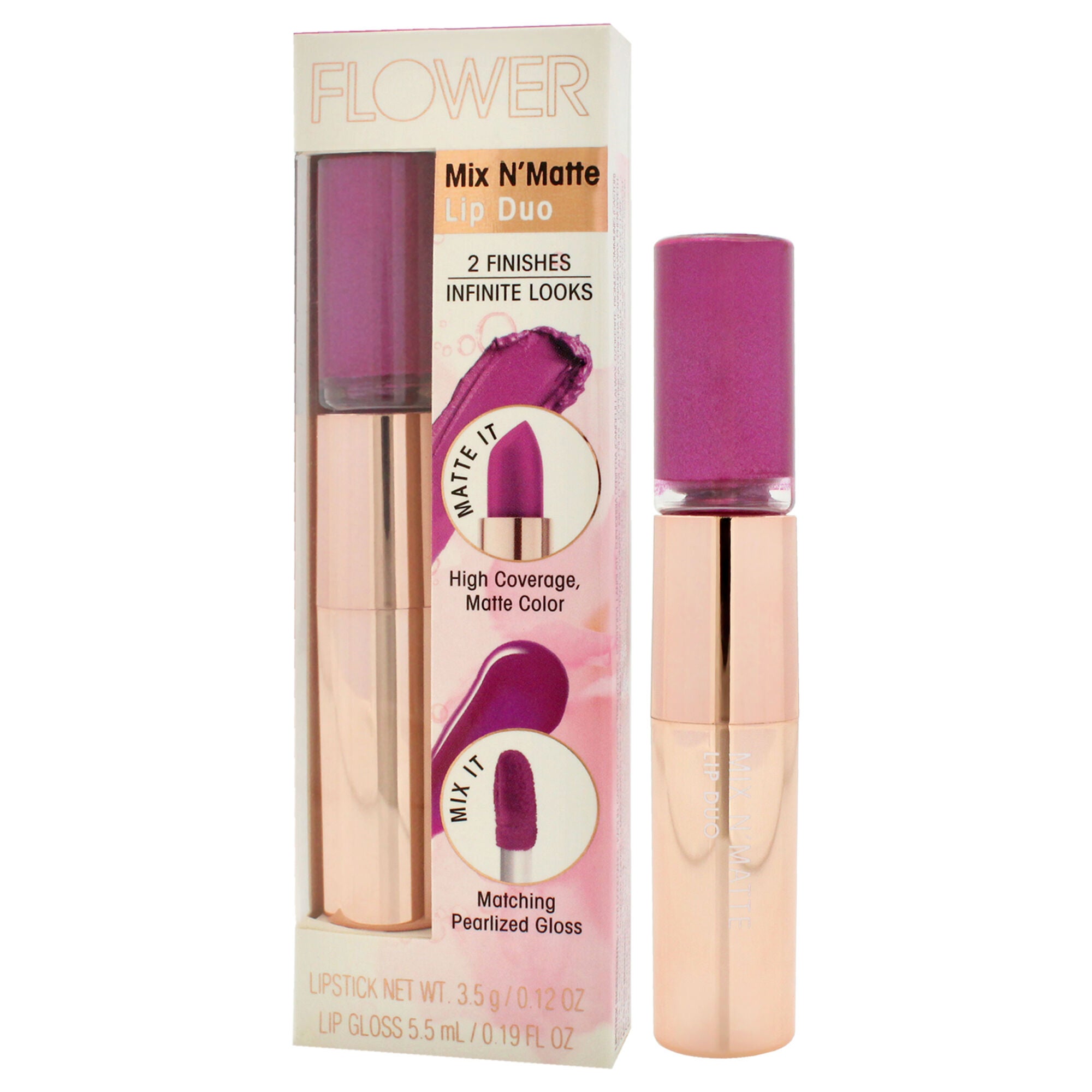 Mix N Matte Lip Duo - LD5 Violet Vixen by Flower Beauty for Women - 0.19 oz Lipstick, See Description, alternate image number 3