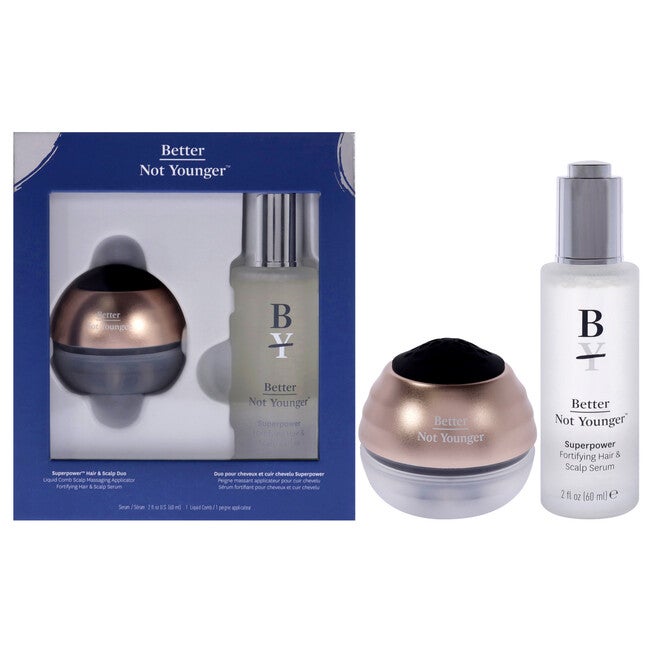 Superpower Hair and Scalp Duo by Better Not Younger for Unisex - 2 Pc 2oz Superpower Fortifying Hair and Scalp Serum, Superpower Liquid Comb, NA, hi-res image number null