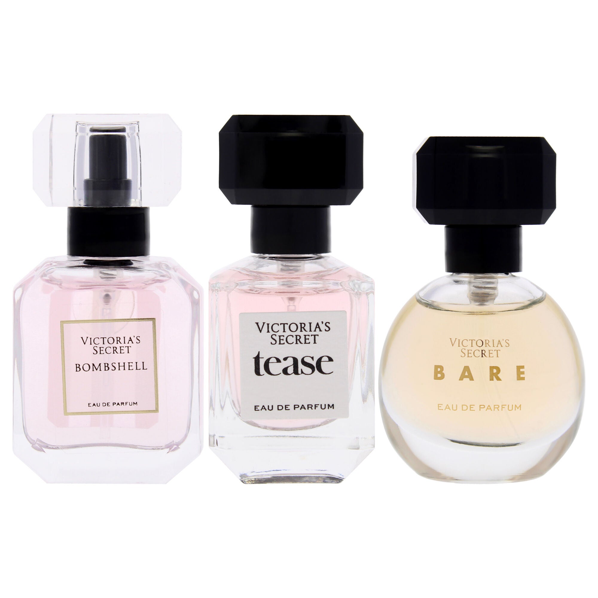 Victorias Secret by Victorias Secret for Women - 3 Pc Mini Gift Set 0.25oz Bombshell EDP Spray, 0.25oz Tease EDP Spray, 0.25oz Bare EDP Spray, Clear, alternate image number 1