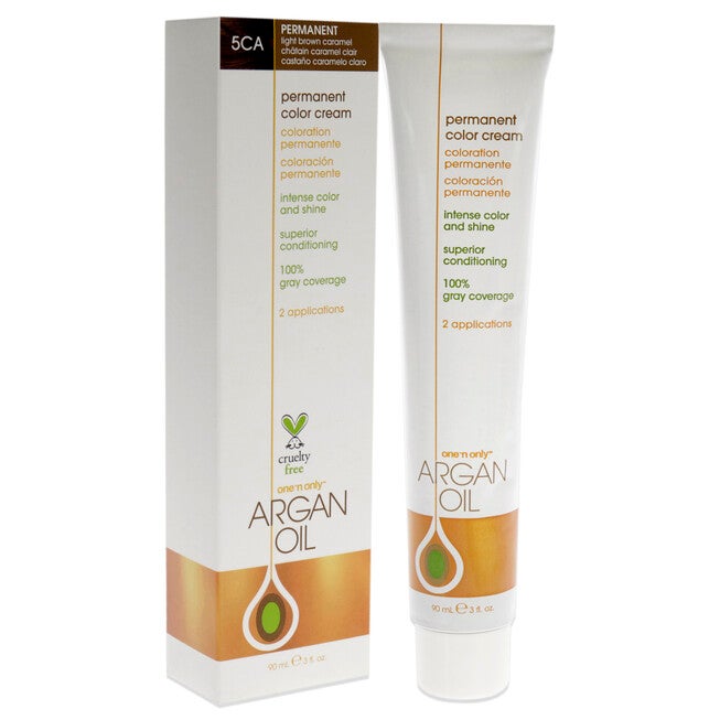 Argan Oil Permanent Color Cream - 5CA Light Brown Caramel by One n Only for Unisex - 3 oz Hair Color, NA, alternate image number null