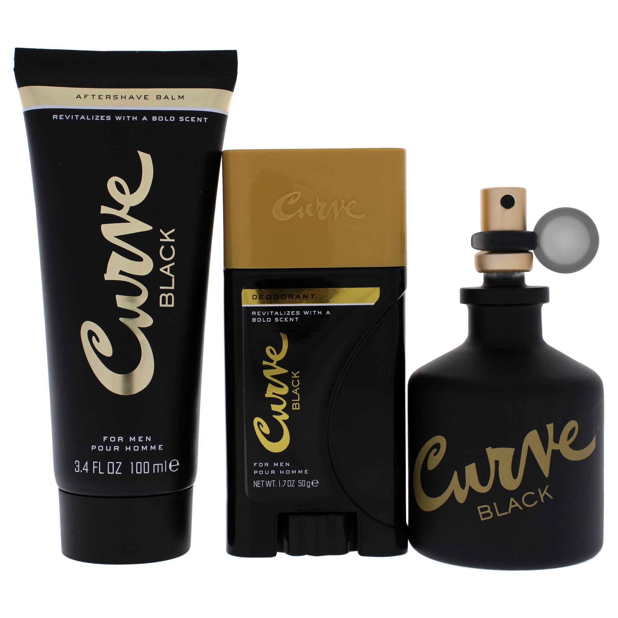 Curve Black by Liz Claiborne for Men - 3 Pc Gift Set 2.5oz EDC Spray, 3.4oz After Shave Balm, 1.7oz Deodorant Stick, See Description, alternate image number 2