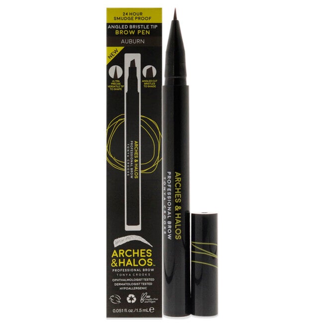 Angled Bristle Tip Waterproof Brow Pen - Auburn by Arches and Halos for Women - 0.051 oz Eyebrow Pencil, NA, hi-res image number null