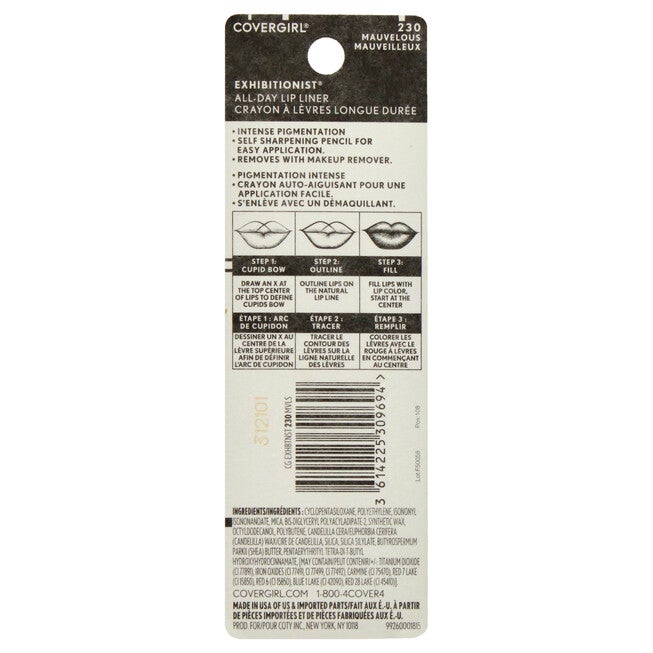 Exhibitionist Lip Liner - 230 Mauvelous by CoverGirl for Women - 0.012 oz Lip Liner, NA, alternate image number null