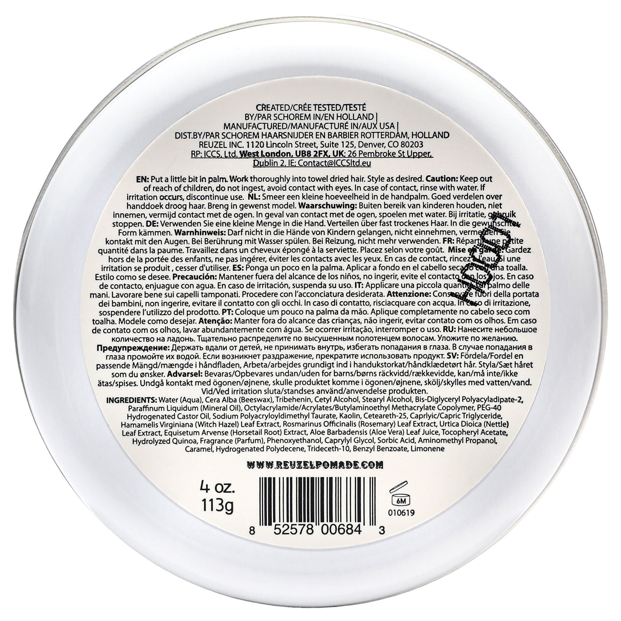 Clay Matte Pomade by Reuzel for Men - 4 oz Pomade, See Description, alternate image number 2