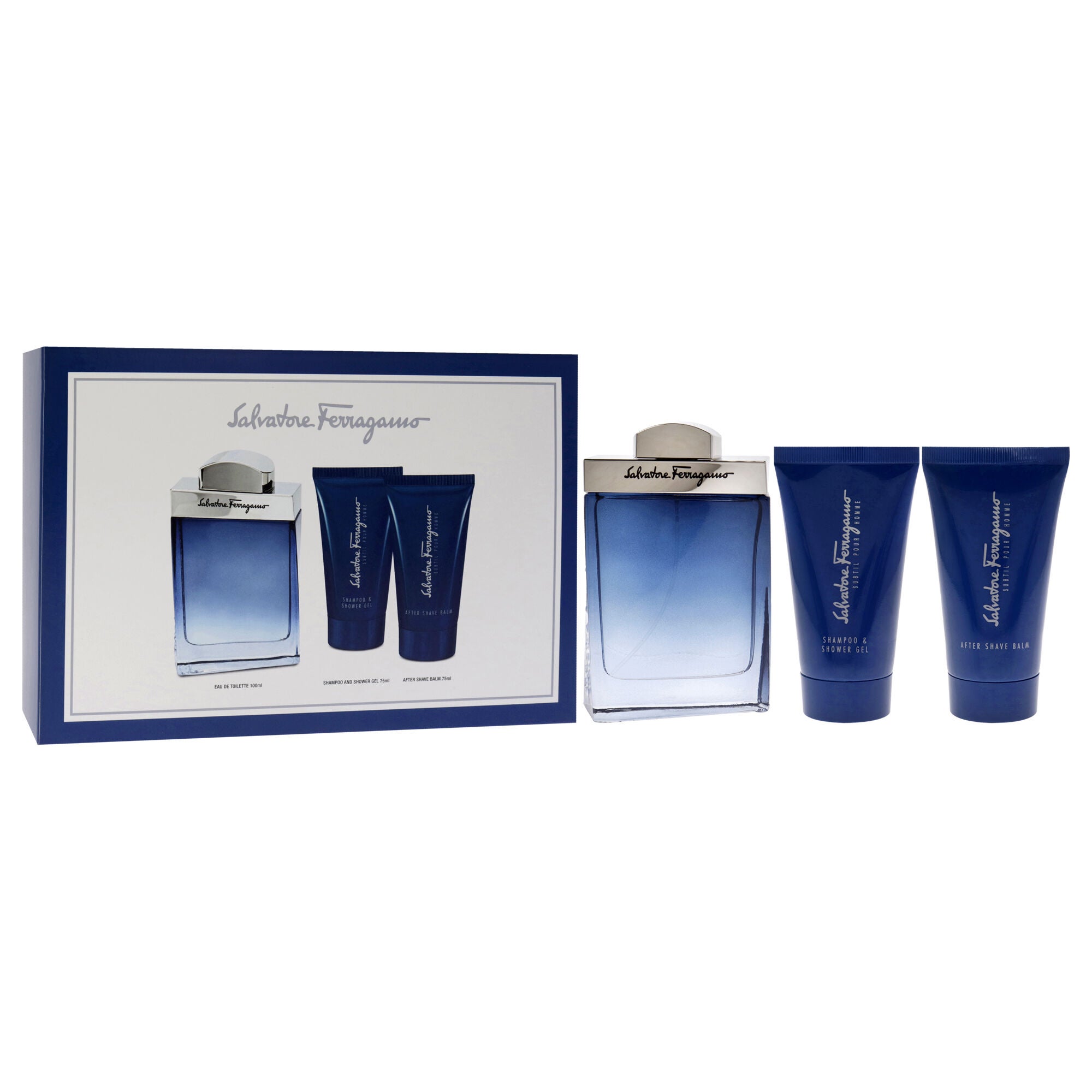 Subtil by Salvatore Ferragamo for Men - 3 Pc Gift Set 3.4oz EDT Spray, 2.5oz Shampoo and Shower Gel, 1.7oz After Shave Balm, See Description, alternate image number 2