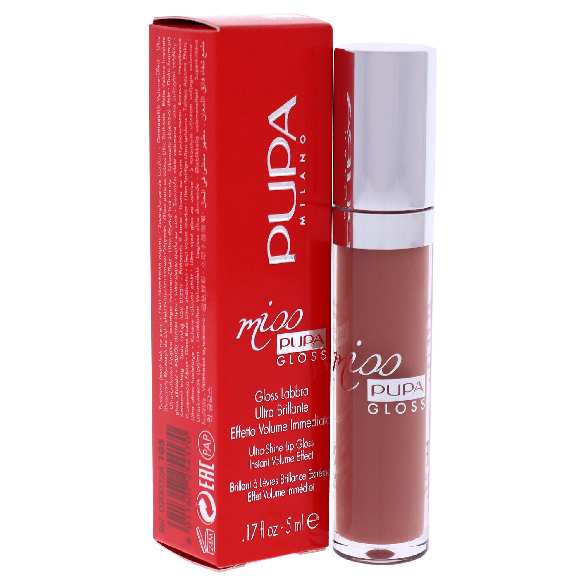 Miss Pupa Gloss Ultra-Shine Lip Gloss - 105 Majestic Nude by Pupa Milano for Women - 0.17 oz Lip Gloss, See Description, alternate image number 1