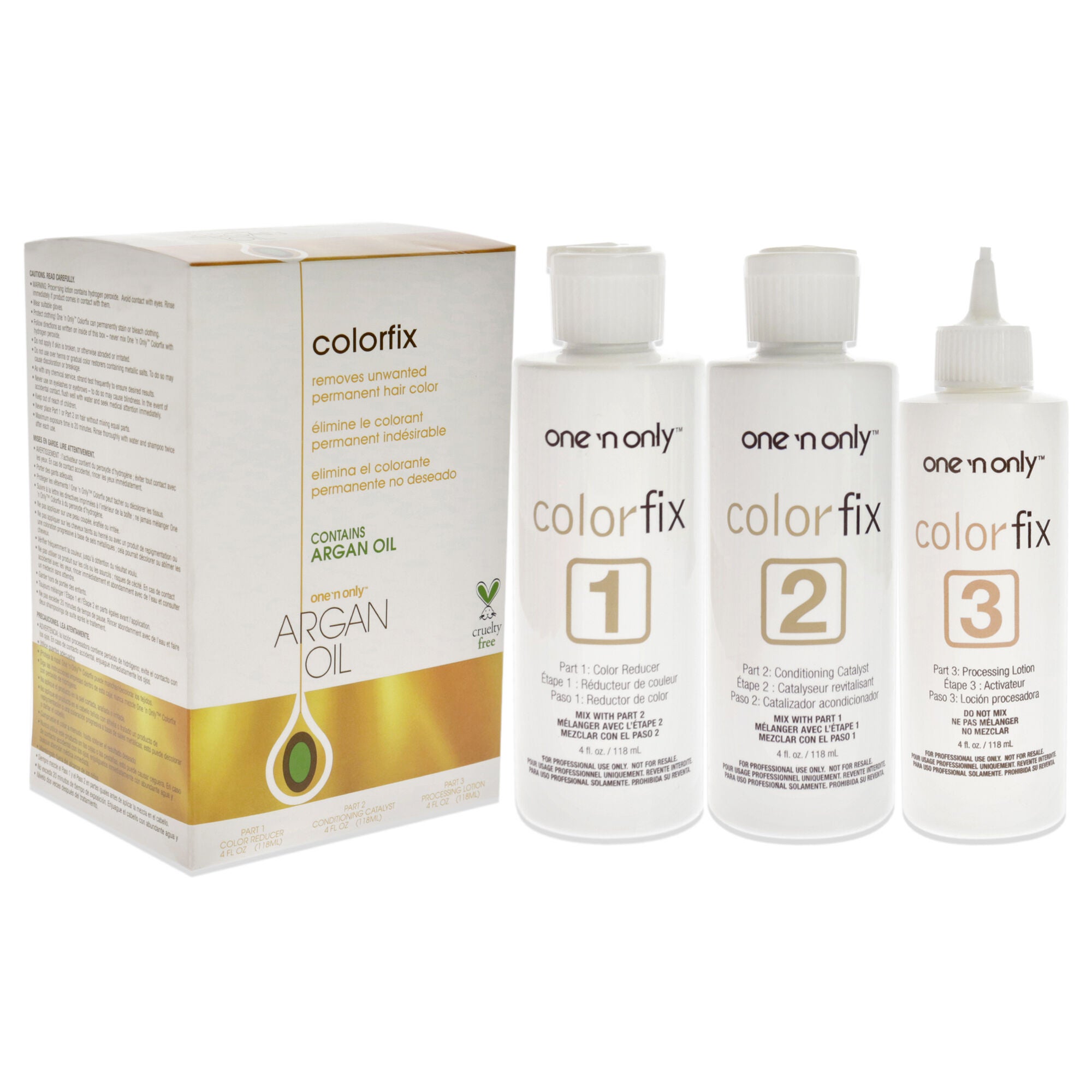 Argan Colorfix Color Remover by One n Only for Unisex - 3 Pc 4oz Color Reducer, 4oz Conditioning Catalyst, 4oz Processing Lotion, See Description, alternate image number 4