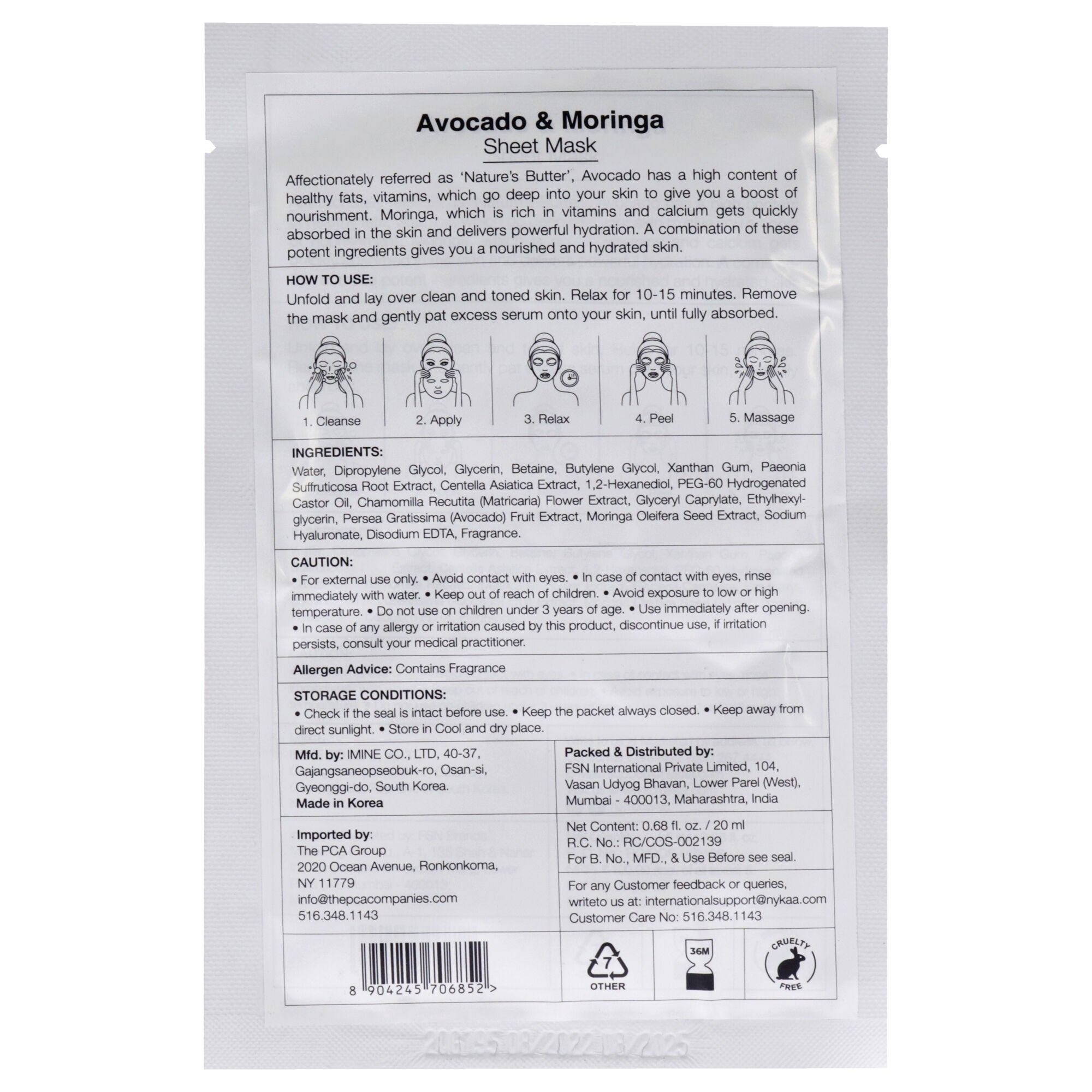 Skin Secrets Sheet Mask - Avocado and Moringa by Nykaa Naturals for Women - 1 Pc Mask, , alternate image number 4